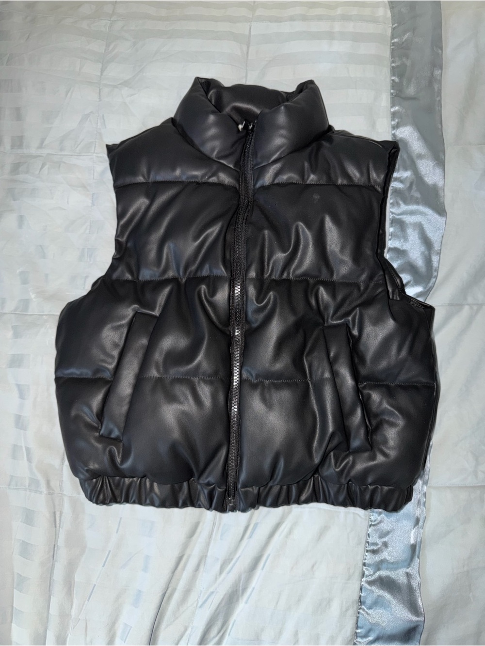 Ci Sono Black Faux Leather Puffer Vest